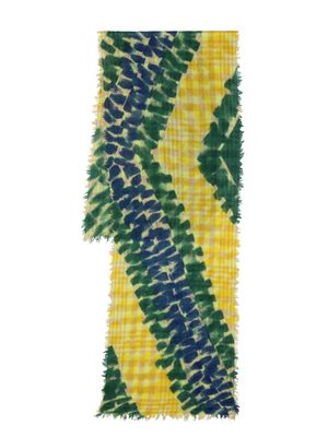 Faliero Sarti abstract-pattern frayed scarf - Green