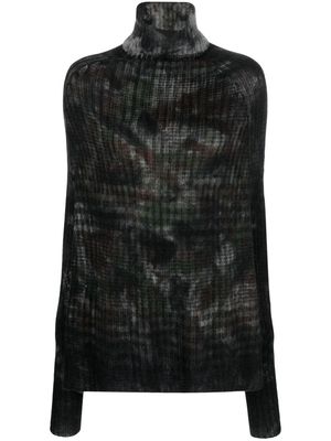 Faliero Sarti abstract-pattern print wool-blend jumper - Black