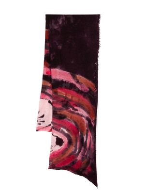 Faliero Sarti abstract-print fine-knit scarf - Purple