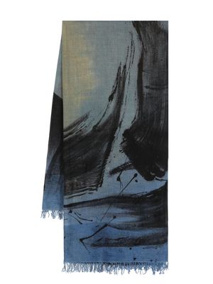 Faliero Sarti abstract-print frayed scarf - Blue