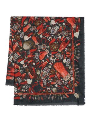 Faliero Sarti charms-print scarf - Black