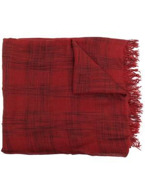 Faliero Sarti check-pattern virgin-wool scarf - Red