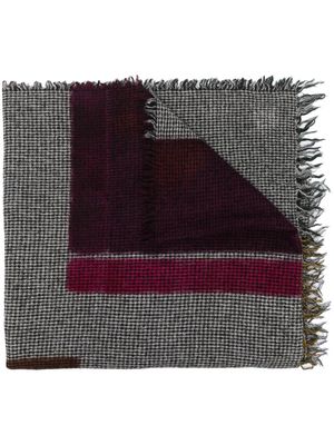 Faliero Sarti colour-block check pattern scarf - Black