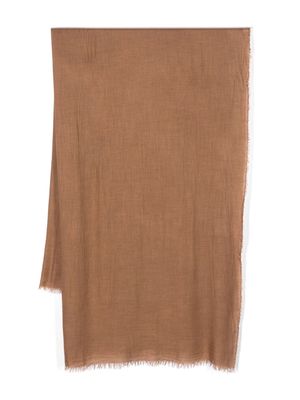 Faliero Sarti fine-knit frayed rectangle scarf - Brown