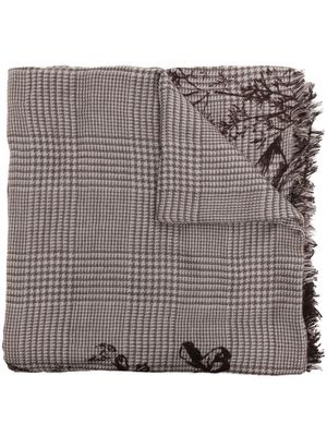 Faliero Sarti floral-graphic houndstooth-pattern scarf - Brown