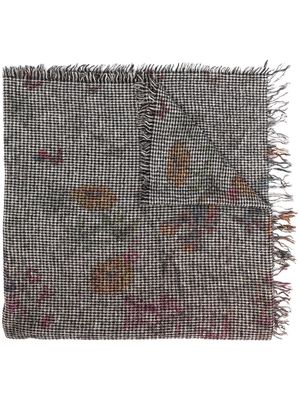 Faliero Sarti floral-houndstooth knit scarf - Black