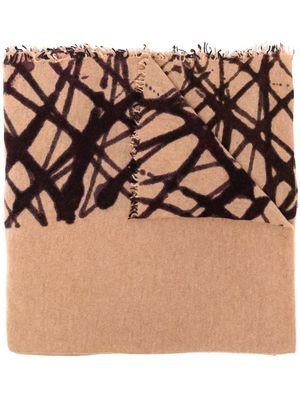 Faliero Sarti graphic-print cotton scarf - Brown