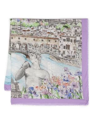 Faliero Sarti graphic-print scarf - Purple