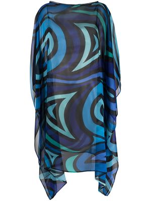 Faliero Sarti graphic-print silk-blend dress - Blue