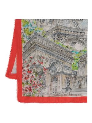 Faliero Sarti landscape-print scarf - Red