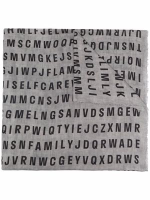 Faliero Sarti Mantra letter-print knitted scarf - Grey