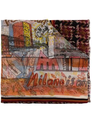 Faliero Sarti Milano-print wool scarf - Multicolour