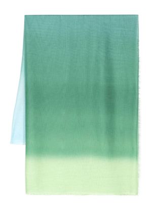 Faliero Sarti ombré-effect frayed-edge scarf - Green
