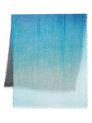 Faliero Sarti ombré-effect frayed scarf - Blue