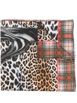 Faliero Sarti patchwork pattern print scarf - Brown