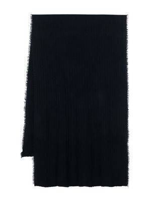 Faliero Sarti ribbed-knit frayed scarf - Blue