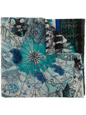 Faliero Sarti sketch-style-print wool scarf - Multicolour