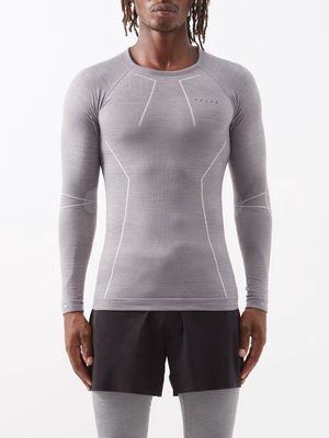 Falke Ess - Wool-blend Long-sleeved T-shirt - Mens - Heather Grey