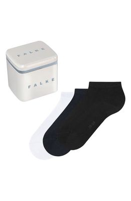 Falke Happy Assorted 3-Pack Sneaker Socks in White/Black/Dark Navy
