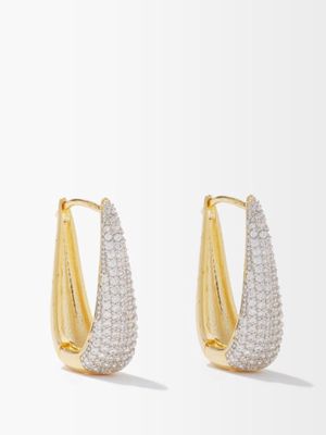 Fallon - Crystal-pavé Mini Gold-plated Huggie Earrings - Womens - Crystal