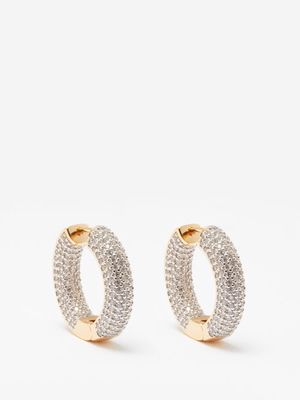 Fallon - Doughnut Zircon & 14kt Gold-plated Hoop Earrings - Womens - Gold Multi