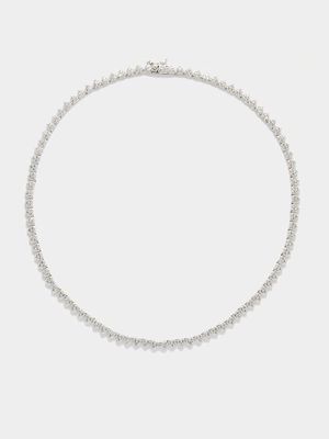 Fallon - Micro Heart Crystal & Rhodium-plated Necklace - Womens - Clear