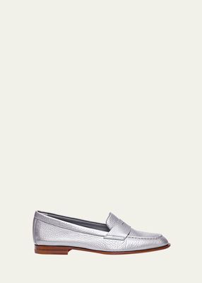 Famed Metallic Leather Penny Loafers