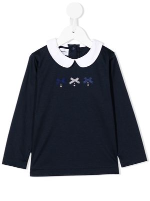 Familiar bow-detail long-sleeved blouse - Blue
