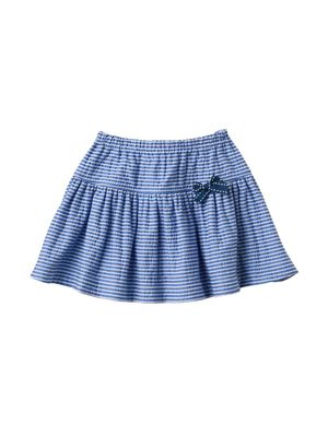 Familiar bow-detail striped pleated skirt - Blue