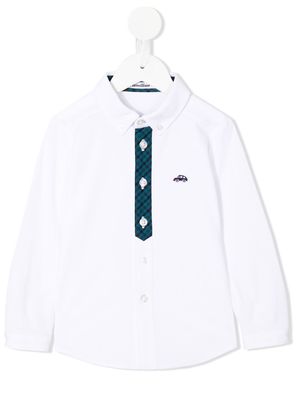 Familiar car-embroidered long-sleeve shirt - White