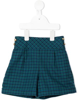 Familiar check high-waisted shorts - Blue