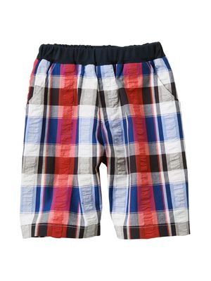 Familiar check-pattern cotton shorts - Red