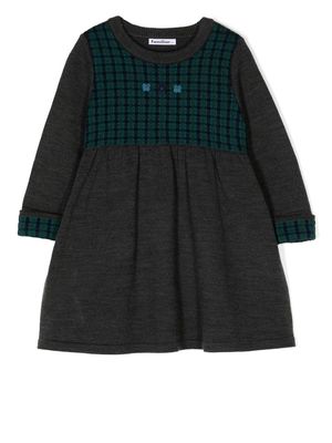 Familiar checked-panel knitted dress - Black