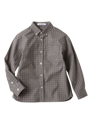 Familiar checkerboard-pattern cotton shirt - Brown