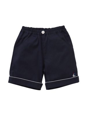 Familiar contrasting-trim cotton shorts - Blue