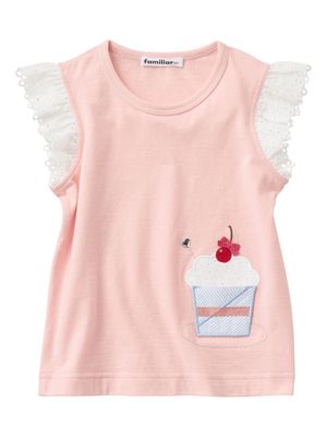 Familiar cupcake-patch cotton T-shirt - Pink