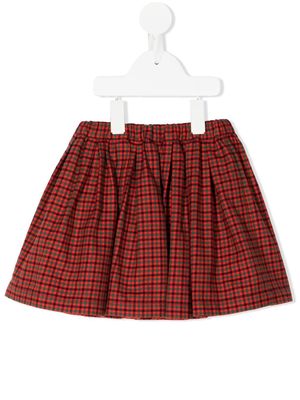 Familiar elasticated-waist check-print skirt - Red