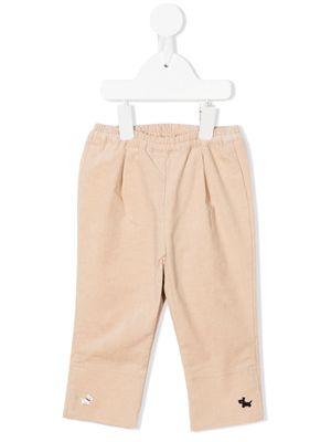 Familiar elasticated-waist tapered trousers - Brown