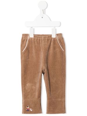 Familiar embroidered corduroy leggings - Brown