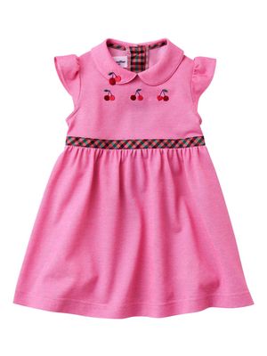 Familiar embroidered-detail piqué dress - Pink