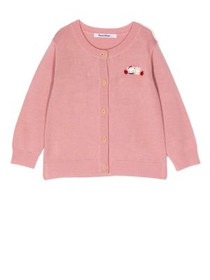 Familiar embroidered intarsia-knit cardigan - Pink