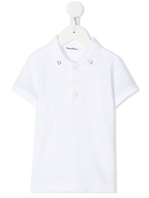 Familiar embroidered short-sleeve polo shirt - White