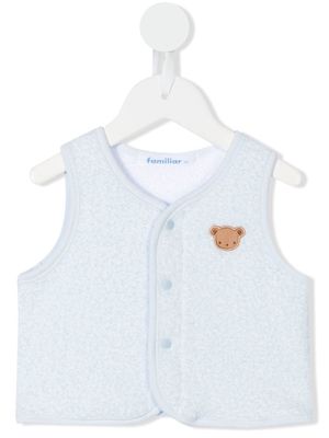 Familiar embroidered teddy-bear detail vest - Blue