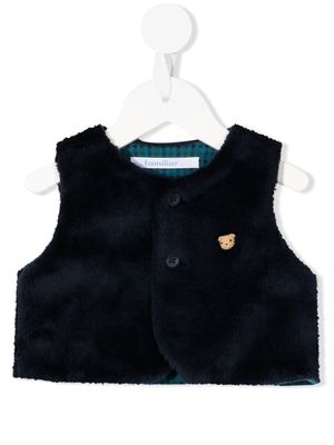 Familiar embroidered-teddy-bear waistcoat - Blue