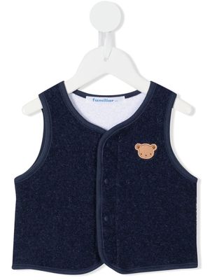 Familiar embroidered-teddy detail vest - Blue