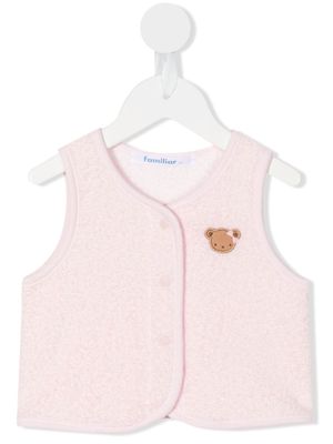 Familiar embroidered-teddy detail vest - Pink