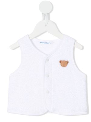 Familiar embroidered-teddy vest - White