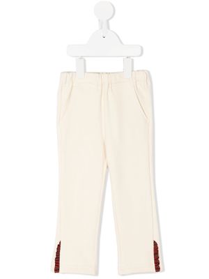 Familiar frill-detail straight-leg trousers - Yellow