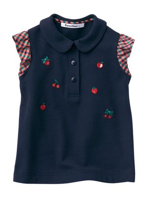 Familiar fruit-embroidered polo top - Blue