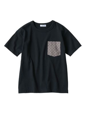 Familiar gingham-check cotton T-shirt - Black